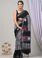 Cotton  Black Daily Wear Printed Saree